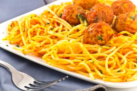 Spaghetti and meatballs Stock Photos