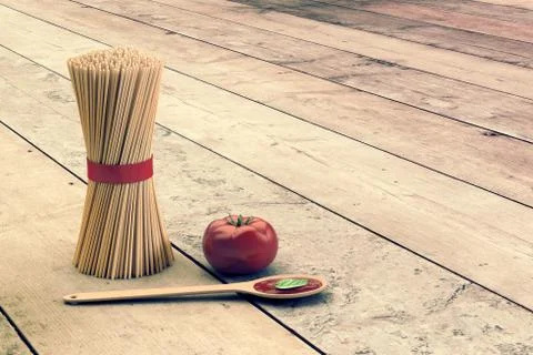Spaghetti and tomato Illustrazione stock