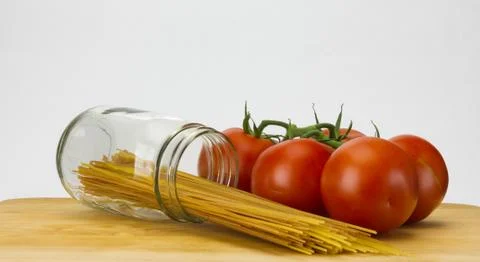 Spaghetti and tomatoes 写真素材