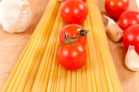 Spaghetti and vegetables Stock Photos