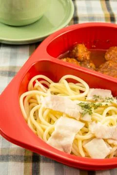 Spaghetti with bacon Stockfoto's