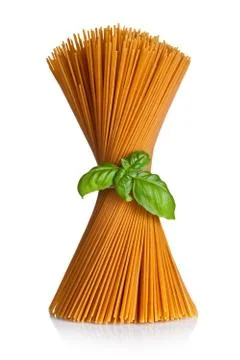 Spaghetti with basil Stock Photos