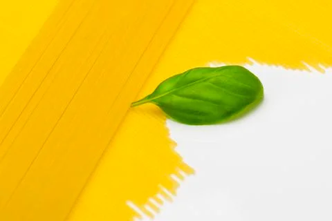 Spaghetti with basil Stock Photos