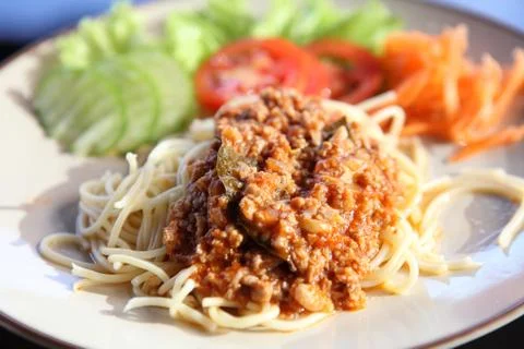Spaghetti beef bolognese Stock Photos