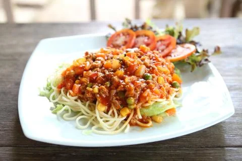 Spaghetti beef bolognese Stock Photos