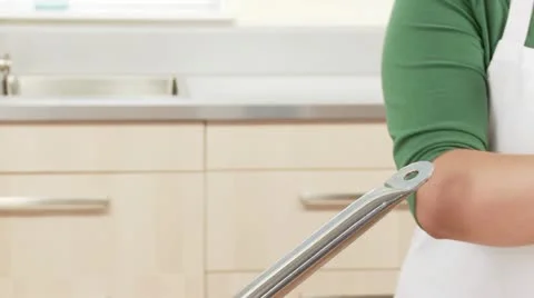 Spaghetti being added to fried bacon Video stock 24638635