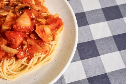 Spaghetti bolognese with copy space Stock Photos