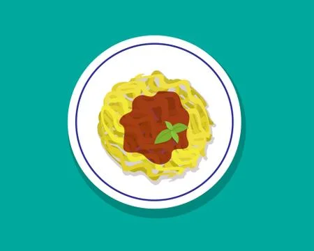 Spaghetti bolognese isolated on white vector Stock Illustration