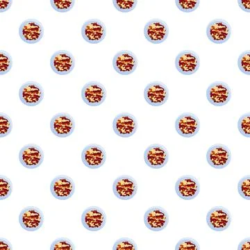 Spaghetti bolognese in plate seamless pattern background Stock Illustration