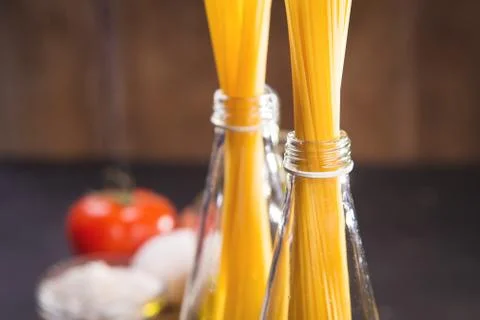 Spaghetti in bottle Stock Photos