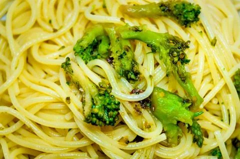 Spaghetti with Broccoli Stockfoto's