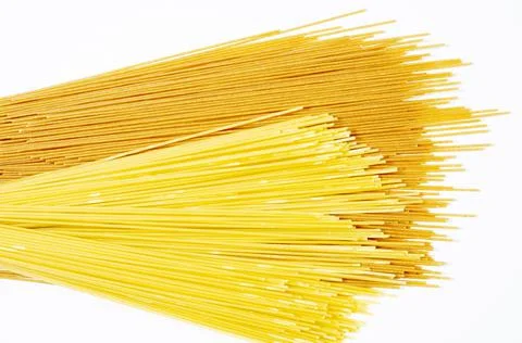 Spaghetti in a bunch of different kinds on a white background Stock Photos
