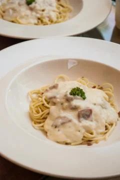 Spaghetti cabonara Foto stock