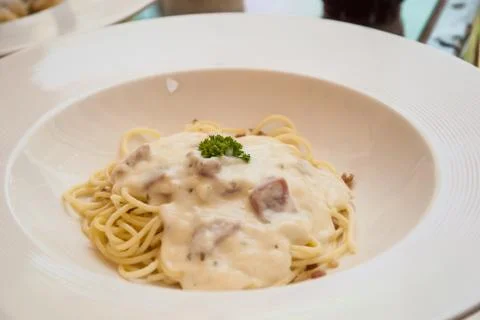 Spaghetti cabonara Foto stock