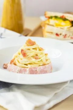 Spaghetti cabonara. Stock Photos