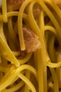 Spaghetti with carbonara background Stock Photos