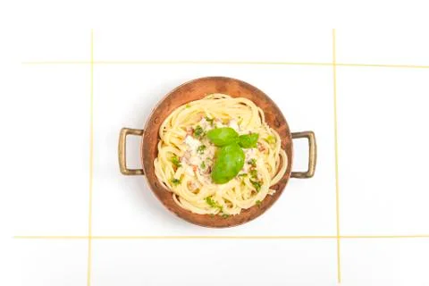 Spaghetti carbonara overview Stock Photos