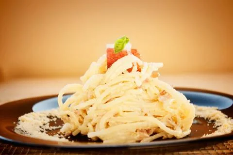 Spaghetti carbonara Stock Photos