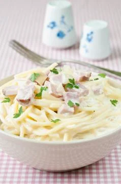 Spaghetti carbonara Stock Photos