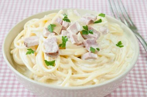 Spaghetti carbonara Foto stock