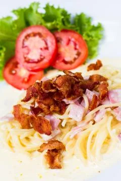 Spaghetti carbonara Stock Photos