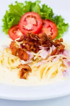 Spaghetti carbonara Stock Photos
