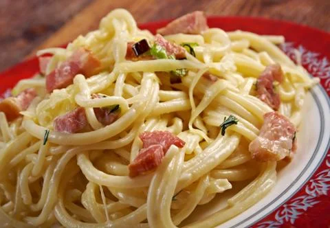 Spaghetti carbonara Fotos de archivo