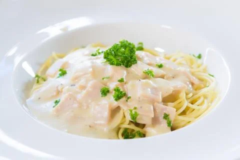 Spaghetti carbonara Stock Photos