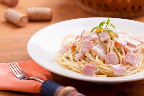 Spaghetti carbonara Stock Photos