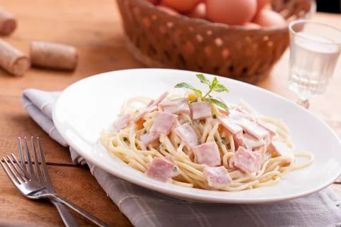 Spaghetti carbonara Stock Photos