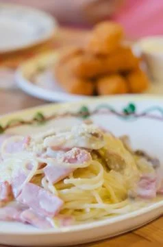 Spaghetti carbonara 스톡 사진