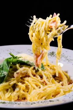 Spaghetti carbonara Stock Photos