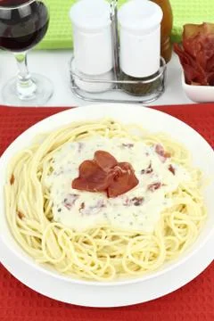 Spaghetti carbonara Stock Photos