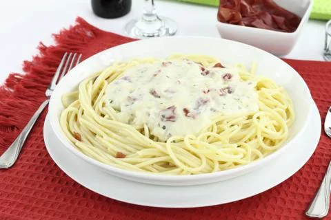 Spaghetti carbonara Stock Photos