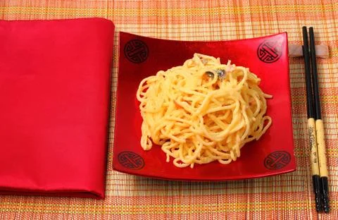 Spaghetti  carbonara Stock Photos
