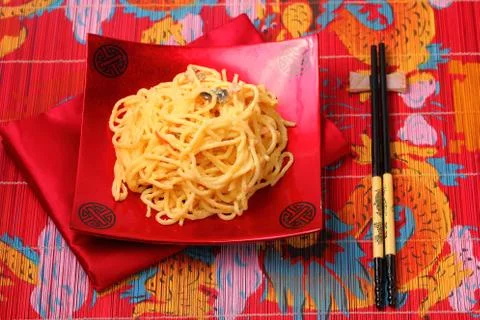 Spaghetti  carbonara Stock Photos