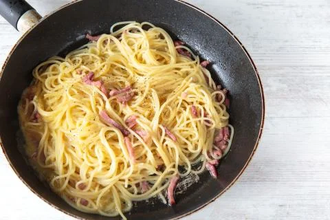 Spaghetti carbonara Stock Photos