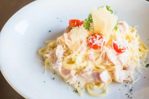 Spaghetti carbonara Stock Photos