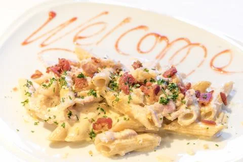 Spaghetti carbonara Foto stock