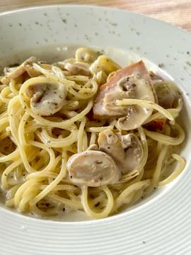 Spaghetti carbonara Stock Photos