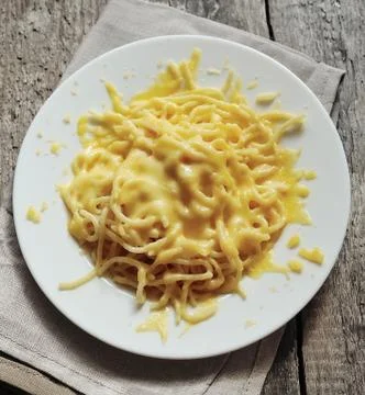 Spaghetti with cheese Stock Photos