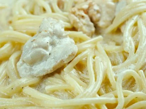 Spaghetti with chicken Stock Photos