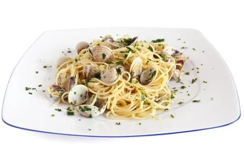 Spaghetti with clams Stock Photos
