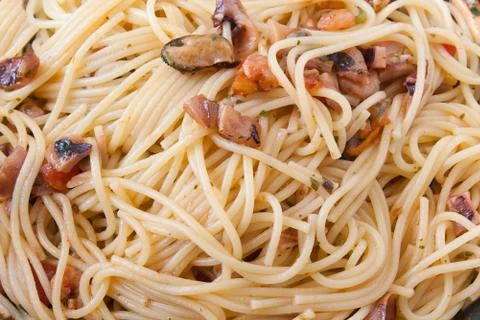 Spaghetti with clams Stock Photos