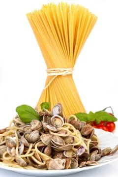 Spaghetti with clams Stock Photos