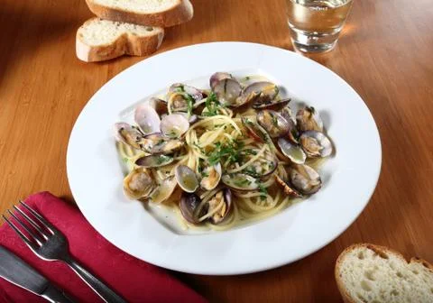 Spaghetti with clams Foto stock