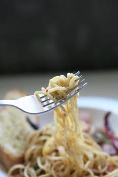 Spaghetti crispy bacon Stock Photos
