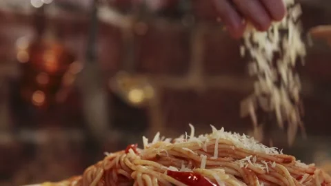 Spaghetti with dairy cheese, Stock Footage 143611723