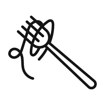 Spaghetti on a fork icon mark in filled style Illustrazione stock