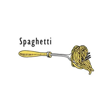 Spaghetti on fork Stock Illustration
